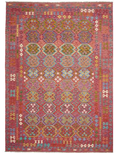 Rug Kilim Afghanistan 249x350 Red Multicolor