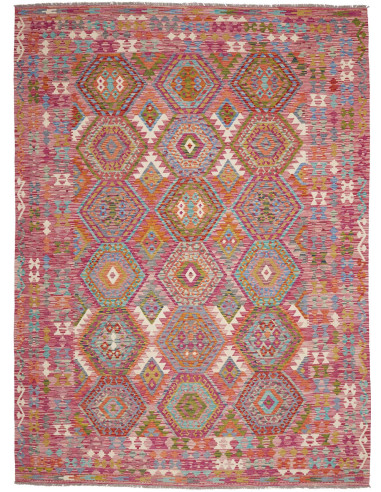 Tappeto Kilim Afghanistan 255x345 Rosa Corallo