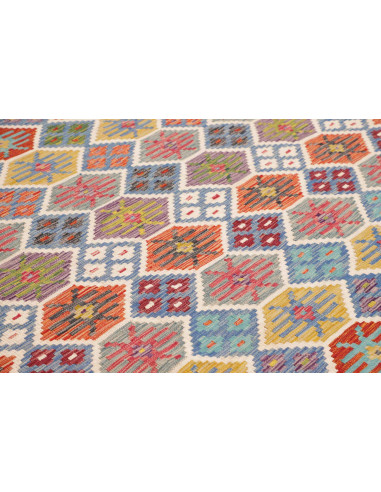 Tappeto Kilim Afghanistan 256x299 Blu Rosso Gia