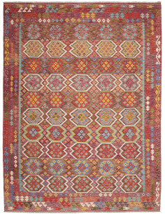 Tappeto Kilim Afghanistan 258x342 Rosso Bordeau