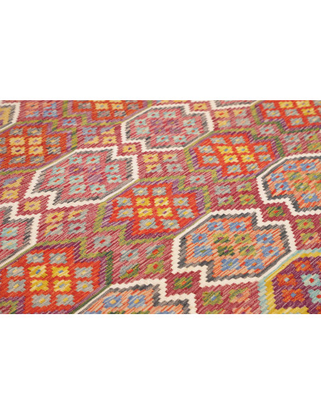Tappeto Kilim Afghanistan 258x342 Rosso Bordeau