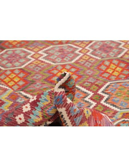 Tappeto Kilim Afghanistan 258x342 Rosso Bordeau