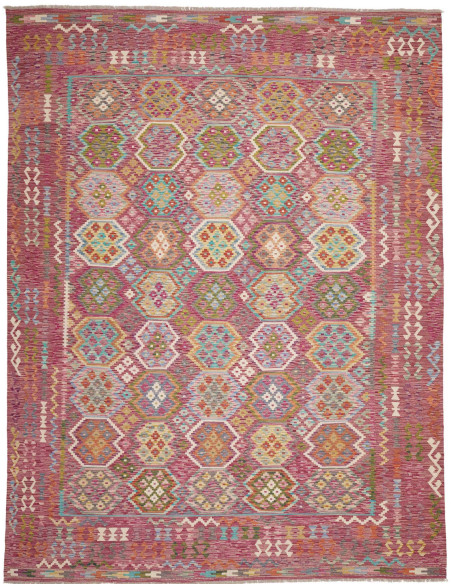 Tappeto Kilim Afghanistan 266x343 Magenta Rosa