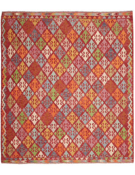 Tappeto Kilim Afghanistan 258x292 Rosso Bordeau