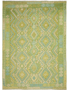 Tappeto Kilim Afghanistan 252x344 Verde Acido V