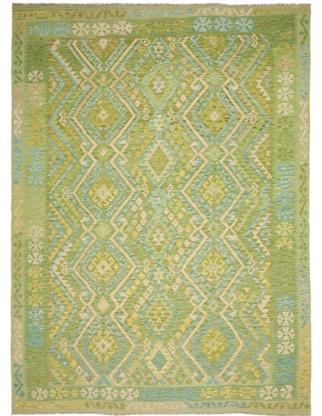 Rug Kilim Afghanistan 252x344 Acid Green Mint G