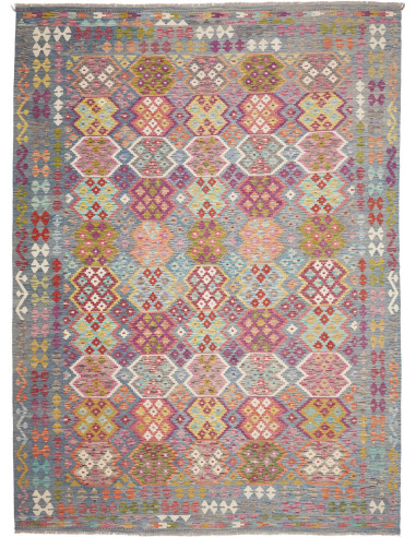 Tappeto Kilim Afghanistan 264x360 Grigio Blu Ro