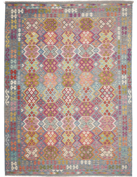 Rug Kilim Afghanistan 264x360 Grey Blue Pink Fu