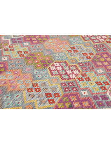 Tappeto Kilim Afghanistan 264x360 Grigio Blu Ro