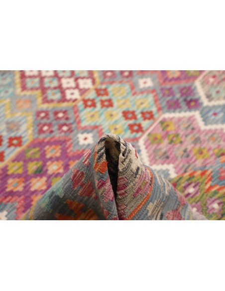 Tappeto Kilim Afghanistan 264x360 Grigio Blu Ro