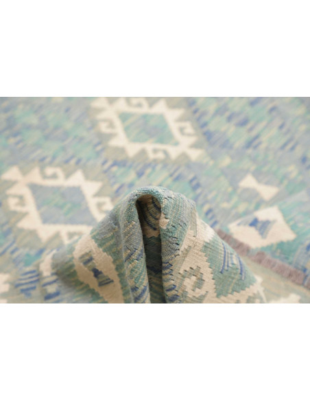 Rug Kilim Afghanistan 266x352 Blue Azure Cream