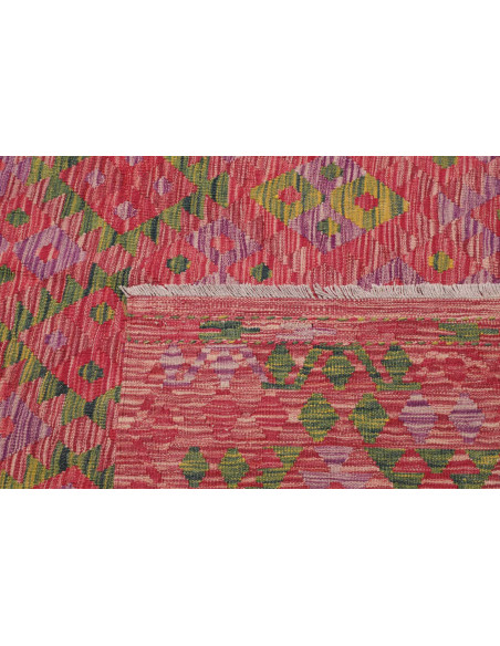 Tappeto Kilim Afghanistan 282x364 Rosso Fucsia