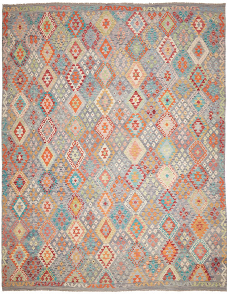 Tappeto Kilim Afghanistan 318x395 Grigio Azzurr