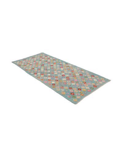 Tappeto Kilim Afghanistan 94x196 Turchese Multi