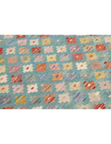 Tappeto Kilim Afghanistan 94x196 Turchese Multi