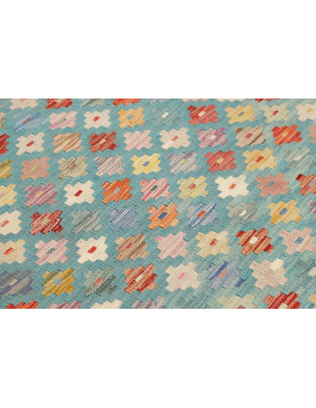 Tappeto Kilim Afghanistan 94x196 Turchese Multi