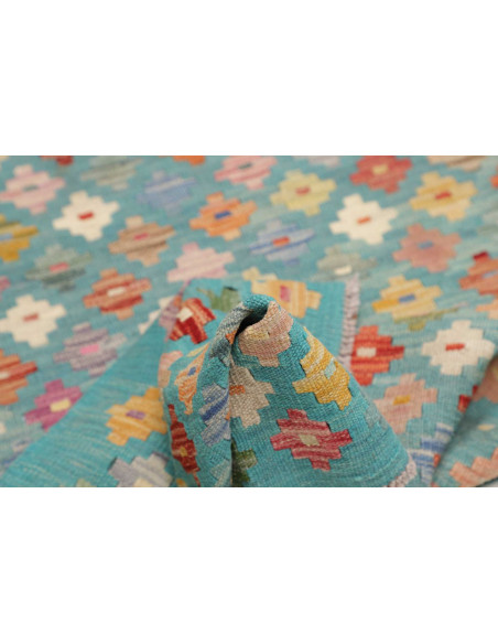 Tappeto Kilim Afghanistan 94x196 Turchese Multi