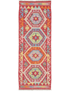 Tappeto Kilim Afghanistan 56x151 Rosso Multicol