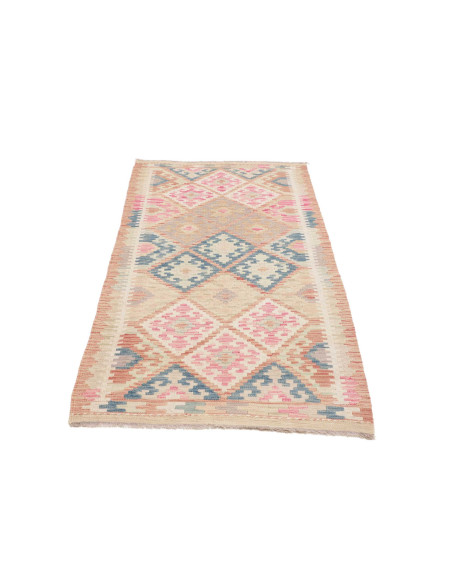 Rug Kilim Afghanistan 84x179 Beige Pink Blue Pe