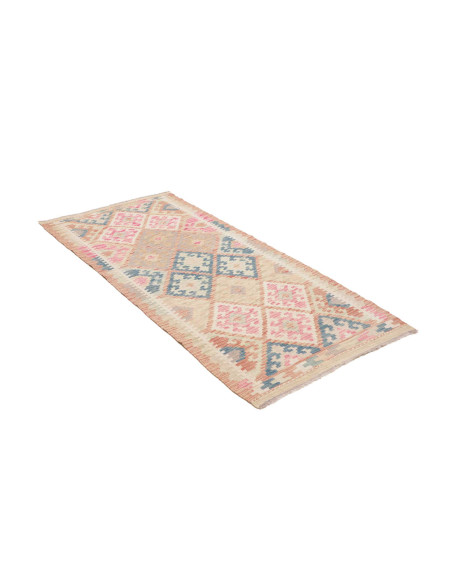 Rug Kilim Afghanistan 84x179 Beige Pink Blue Pe