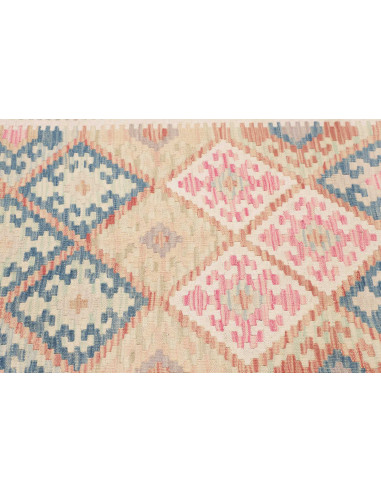 Rug Kilim Afghanistan 84x179 Beige Pink Blue Pe