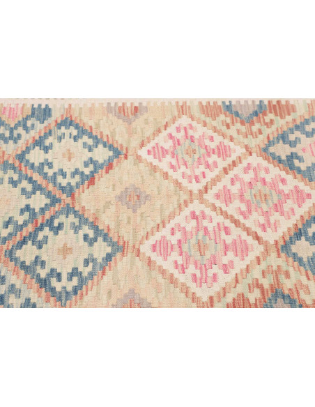 Rug Kilim Afghanistan 84x179 Beige Pink Blue Pe