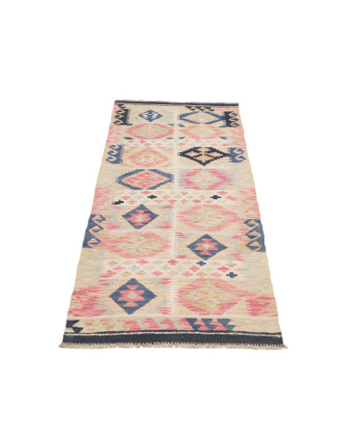 Tappeto Kilim Afghanistan 62x193 Beige Rosa Blu