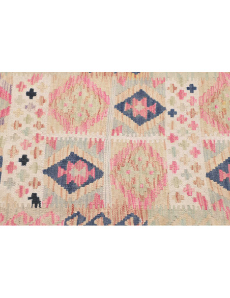 Tappeto Kilim Afghanistan 62x193 Beige Rosa Blu