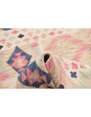 Tappeto Kilim Afghanistan 62x193 Beige Rosa Blu
