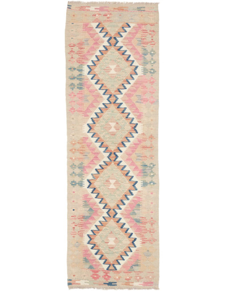 Rug Kilim Afghanistan 62x189 Beige Pink Blue Te