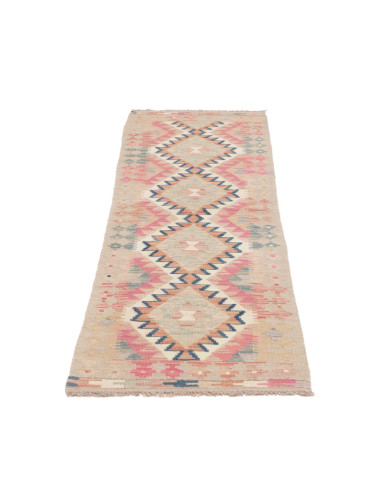 Rug Kilim Afghanistan 62x189 Beige Pink Blue Te