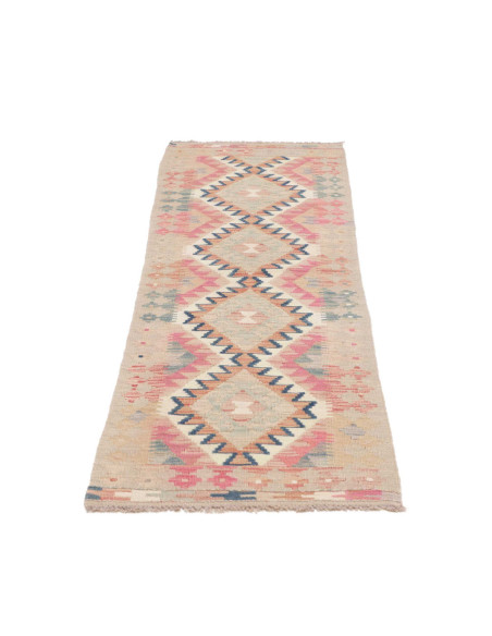 Rug Kilim Afghanistan 62x189 Beige Pink Blue Te