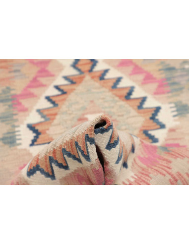 Rug Kilim Afghanistan 62x189 Beige Pink Blue Te