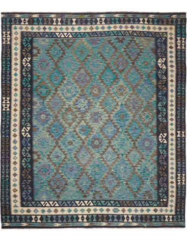 Tappeto Kilim Afghanistan 252x292 Verdeacqua Bl