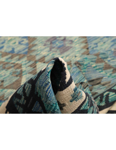 Tappeto Kilim Afghanistan 252x292 Verdeacqua Bl