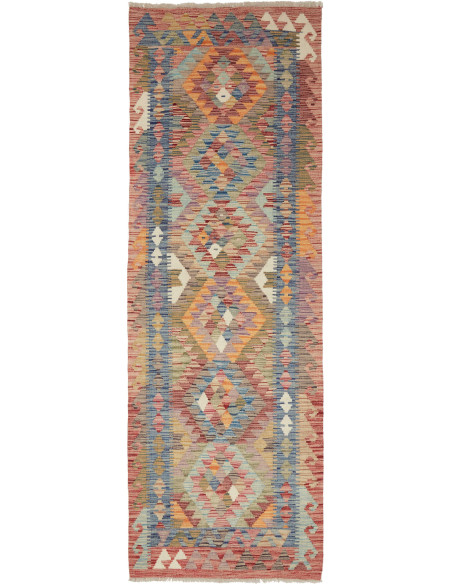 Rug Kilim Afghanistan 82x246 Blue Red Orange Go