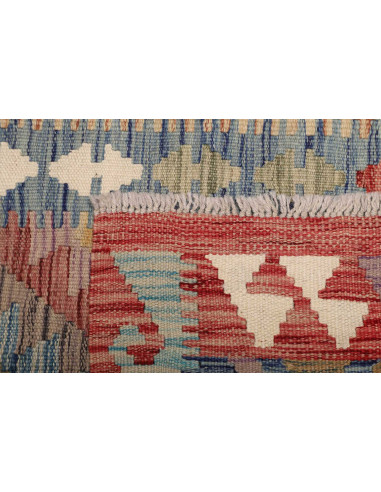 Rug Kilim Afghanistan 82x246 Blue Red Orange Go