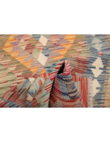 Rug Kilim Afghanistan 82x246 Blue Red Orange Go