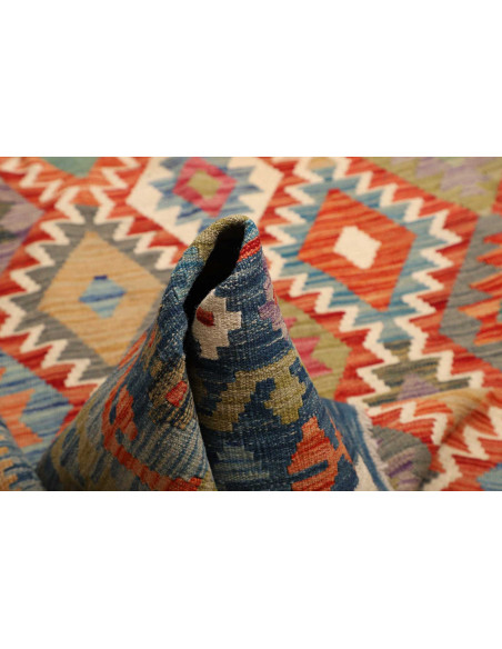 Tappeto Kilim Afghanistan 252x347 Blu Rosso Ara