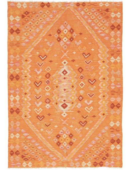 Tappeto Kilim Afghanistan 105x147 Arancione Pes