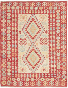 Tappeto Kilim Afghanistan 146x188 Rosso Crema B