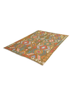 Rug Kilim Afghanistan 150x200 Olive Green Coral 2