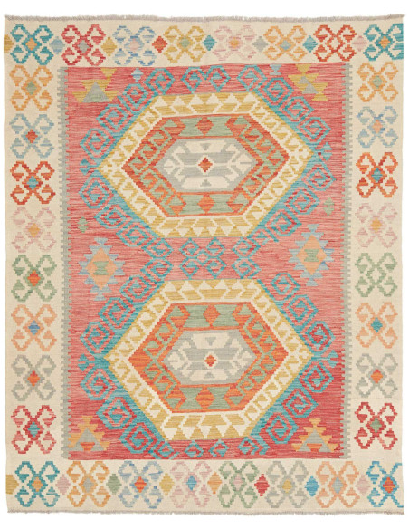 Tappeto Kilim Afghanistan 163x197 Corallo Beige