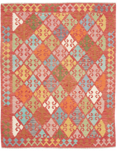 Tappeto Kilim Afghanistan 156x193 Rosso Terraco