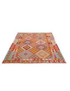 Tappeto Kilim Afghanistan 153x202 Arancione Ros 2