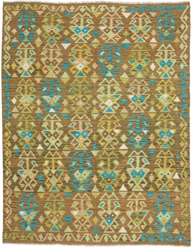 Rug Kilim Afghanistan 157x204 Olive Brown Aqua