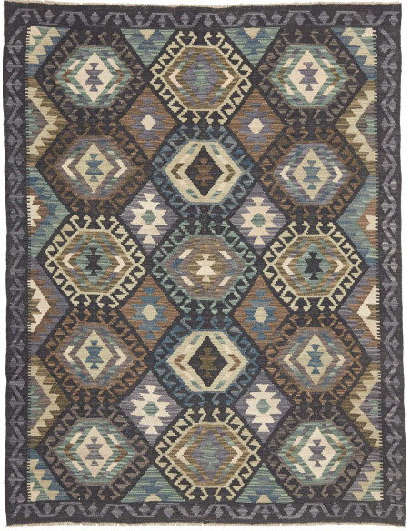 Tappeto Kilim Afghanistan 154x203 Grigio Antrac
