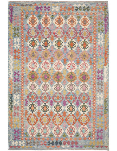 Tappeto Kilim Afghanistan 201x296 Azzurro Aranc