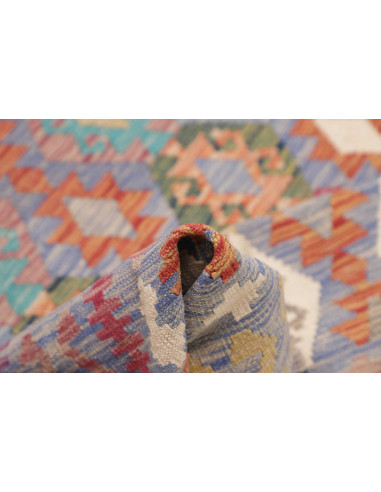 Tappeto Kilim Afghanistan 205x311 Blu Lavanda C