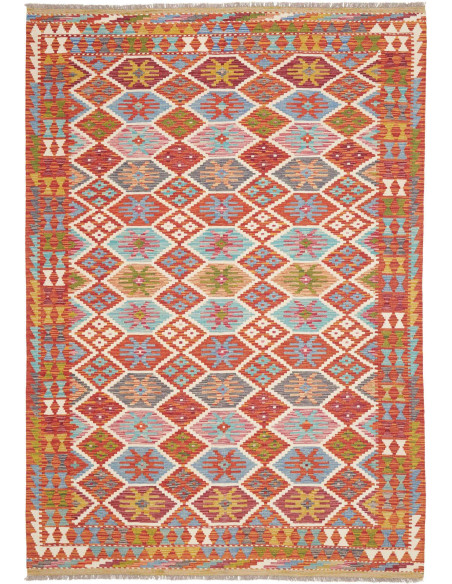 Rug Kilim Afghanistan 173x250 Terracotta Blue C